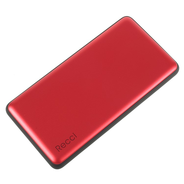 RECCI RL-10000W Lustre Series Portable 10000mAh Power Bank Wireless Charger for iPhone Samsung etc. - Red-3