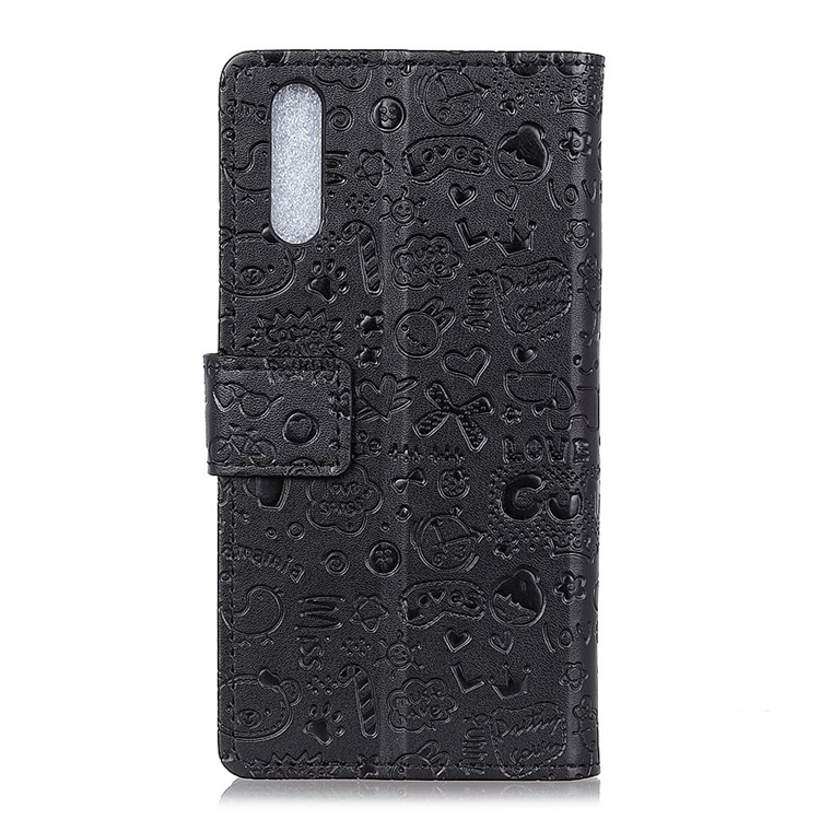 Cartoon Graffiti Leather Wallet Case for Huawei P20 - Black-2