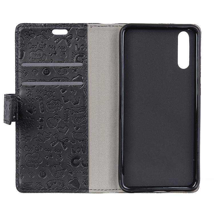 Cartoon Graffiti Leather Wallet Case for Huawei P20 - Black-4