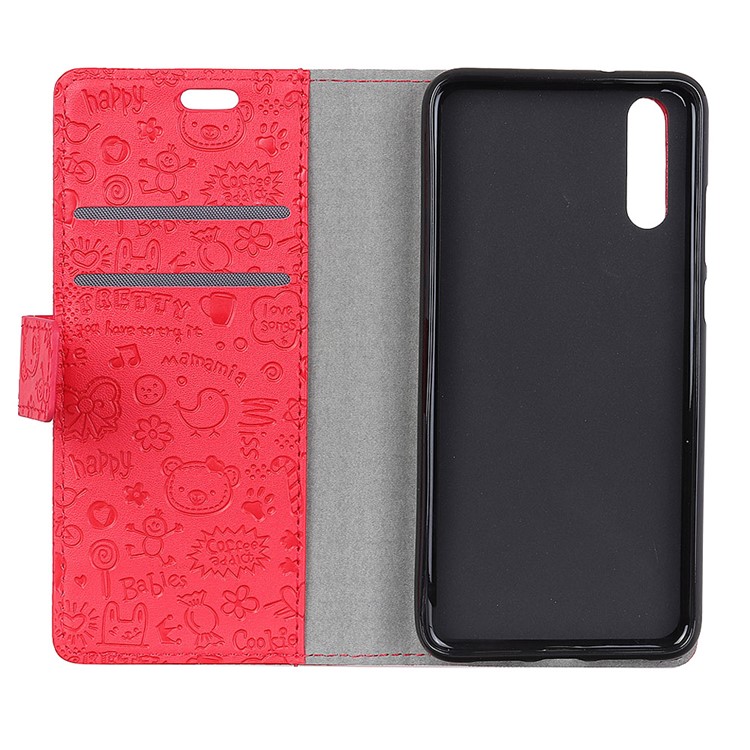 Cartoon Graffiti Cell Phone Leather Wallet Case for Huawei P20 - Red-2