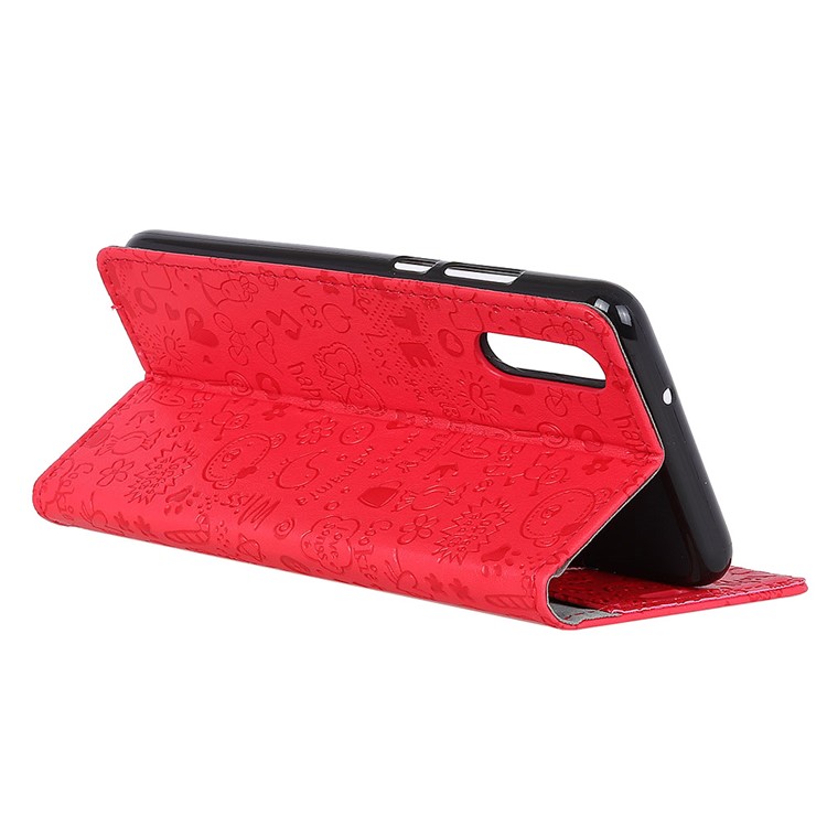 Cartoon Graffiti Cell Phone Leather Wallet Case for Huawei P20 - Red-4