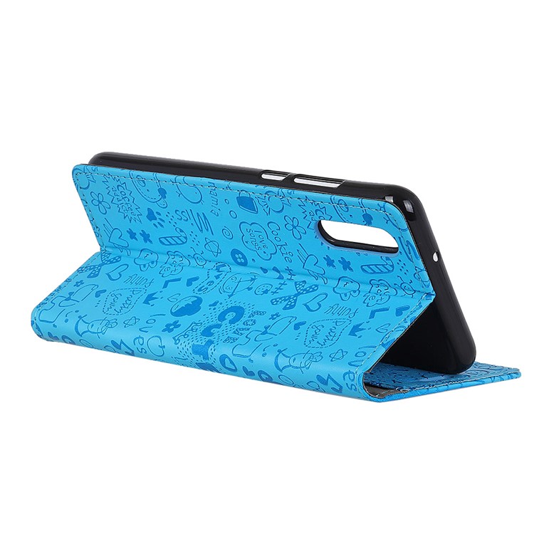 Cartoon Graffiti Wallet Leather Stand Case for Huawei P20 - Blue-4