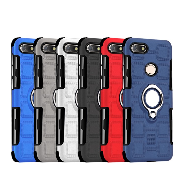 Geometric Design TPU + PC Hybrid Case with Magnetic Kickstand for Huawei P9 lite mini / Y6 Pro (2017) / Enjoy 7 - Black-3