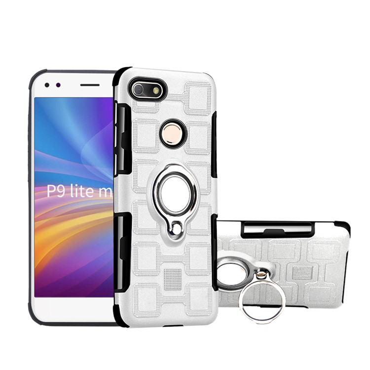 Geometric Design TPU + PC Hybrid Cover with Magnetic Kickstand for Huawei P9 lite mini / Y6 Pro (2017) / Enjoy 7 - Silver-1