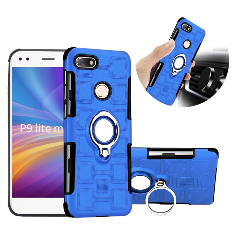 Geometric Design TPU PC Back Cover with Magnetic Kickstand for Huawei P9 lite mini / Y6 Pro (2017) / Enjoy 7 - Baby Blue-1