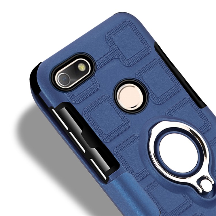 Geometric Design Magnetic Kickstand TPU PC Back Shell for Huawei P9 lite mini / Y6 Pro (2017) / Enjoy 7 - Dark Blue-11