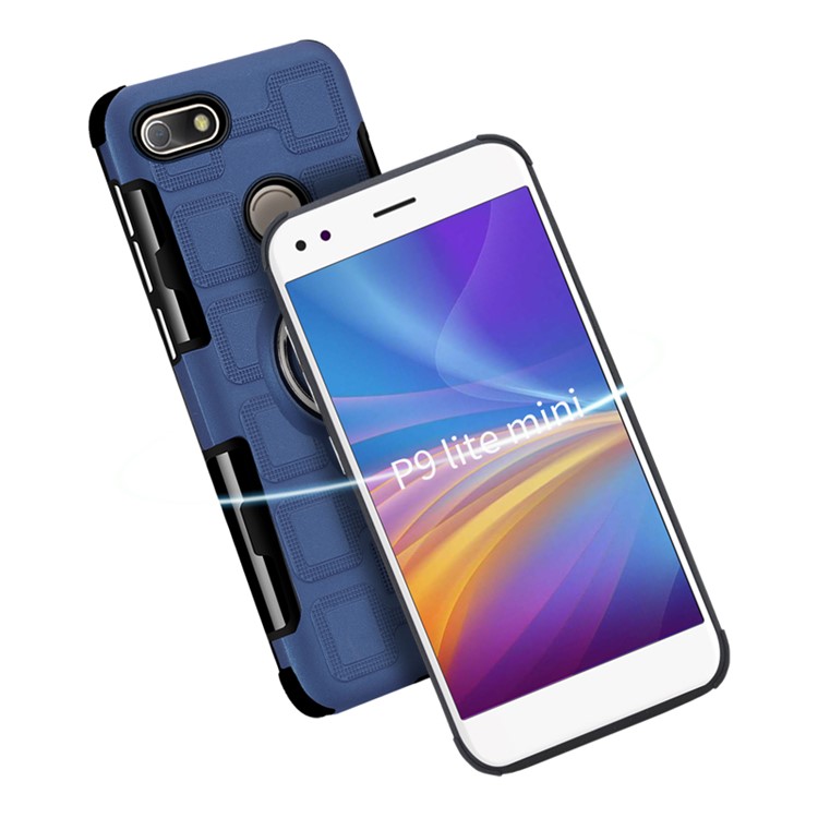 Geometric Design Magnetic Kickstand TPU PC Back Shell for Huawei P9 lite mini / Y6 Pro (2017) / Enjoy 7 - Dark Blue-6