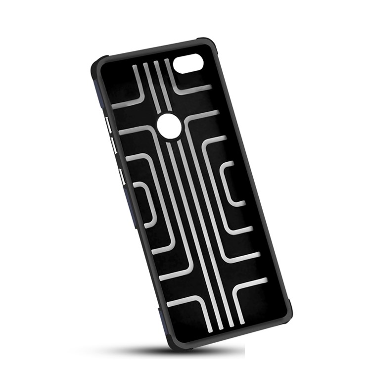 Geometric Design Magnetic Kickstand TPU PC Back Shell for Huawei P9 lite mini / Y6 Pro (2017) / Enjoy 7 - Dark Blue-8