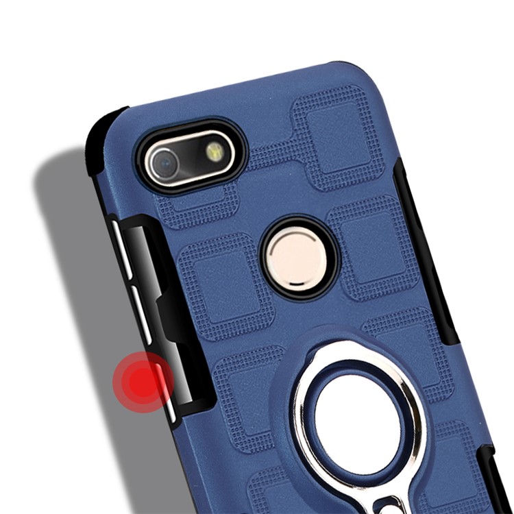 Geometric Design Magnetic Kickstand TPU PC Back Shell for Huawei P9 lite mini / Y6 Pro (2017) / Enjoy 7 - Dark Blue-9
