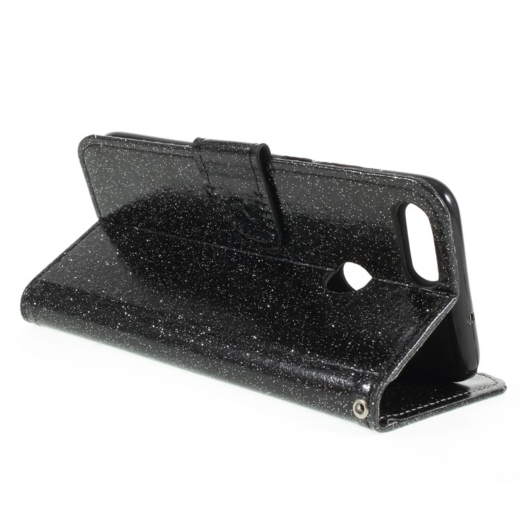 Flash Powder Wallet Stand Leather Case for Huawei P Smart / Enjoy 7S - Black-9