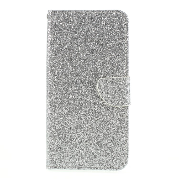 Flash Powder Wallet Stand Leather Shell for Huawei P Smart / Enjoy 7S - Silver-3