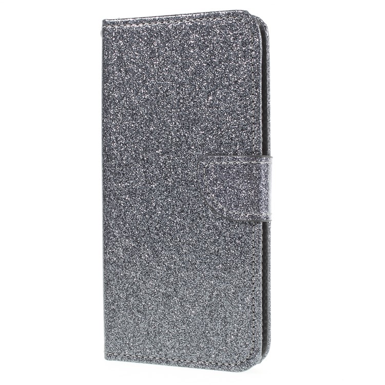Flash Powder Wallet Stand Leather Phone Case for Huawei P Smart / Enjoy 7S - Gey-1