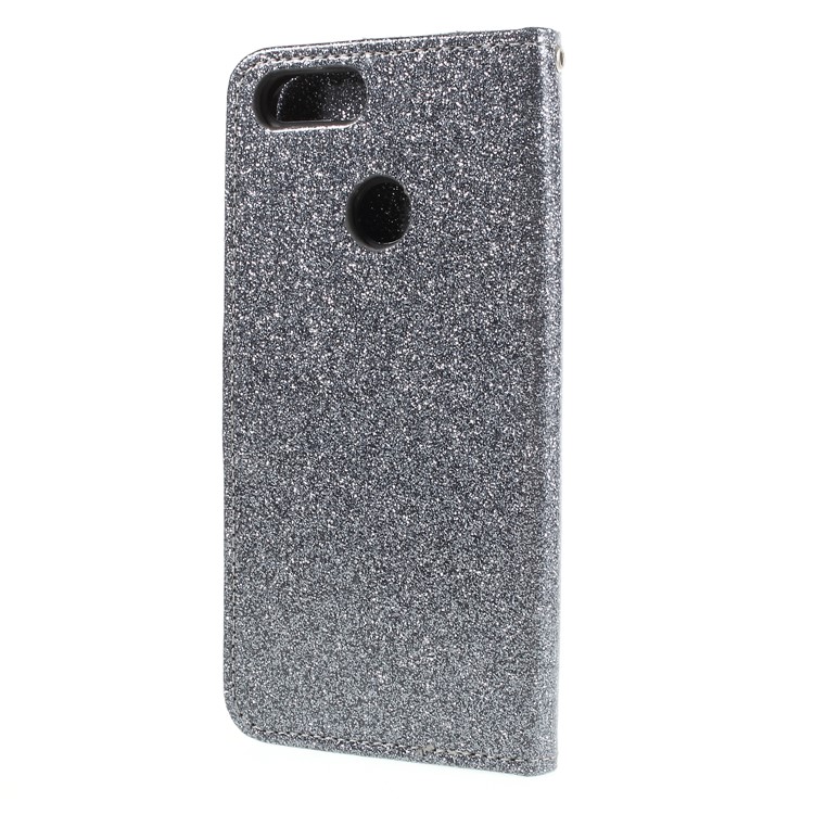 Flash Powder Wallet Stand Leather Phone Case for Huawei P Smart / Enjoy 7S - Gey-2