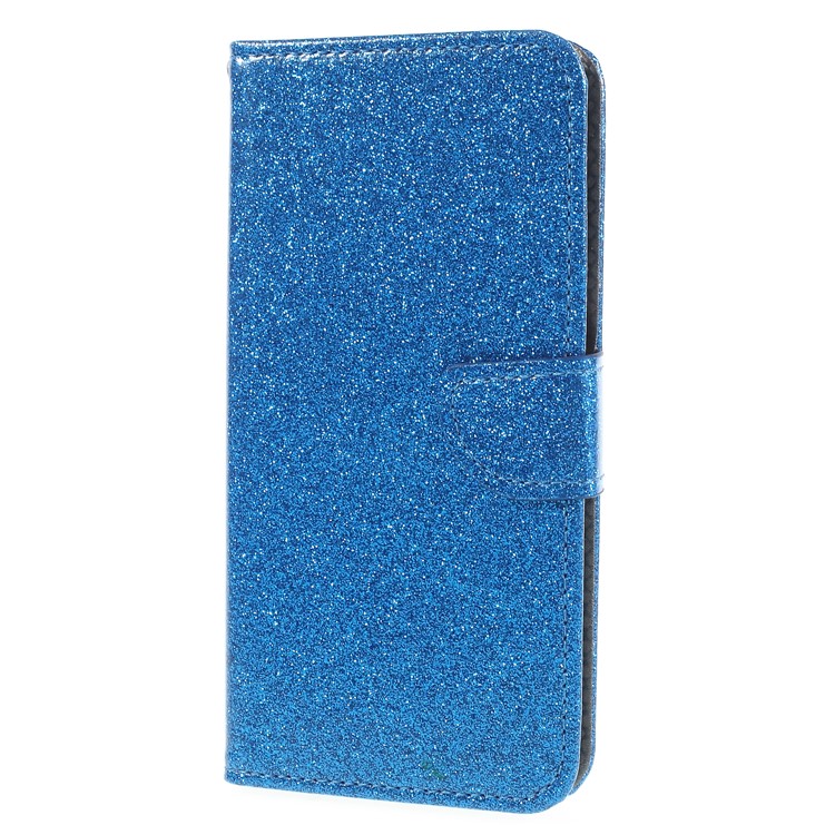 Flash Powder Wallet Stand Leather Case Accessory for Huawei P Smart / Enjoy 7S - Blue-1