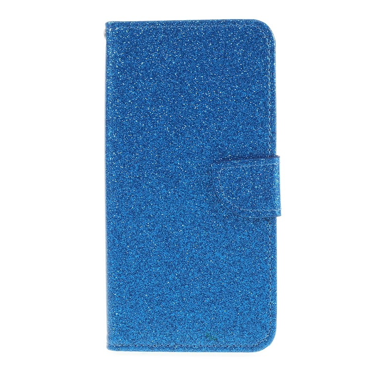 Flash Powder Wallet Stand Leather Case Accessory for Huawei P Smart / Enjoy 7S - Blue-3