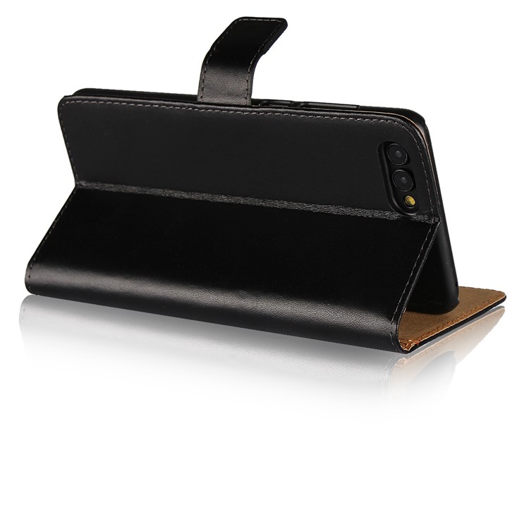 Split Leather Wallet Stand Cell Phone Cover for Huawei Honor V10 / View 10 - Black-6