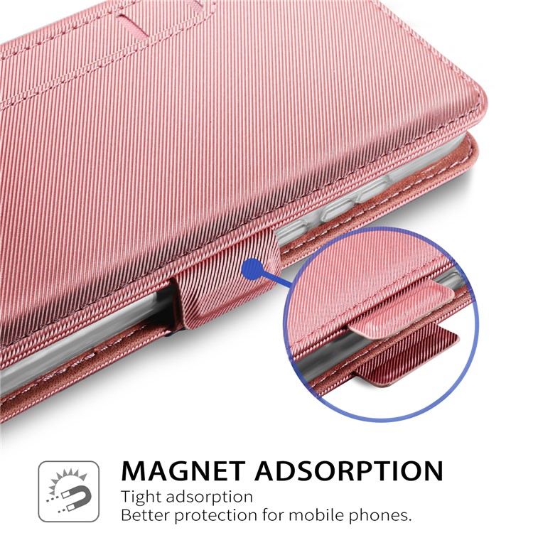 For Huawei P20 Lite/Nova 3e Leather Wallet Stand Mobile Cover with Card Holder and Makeup Mirror - Rose Gold-4
