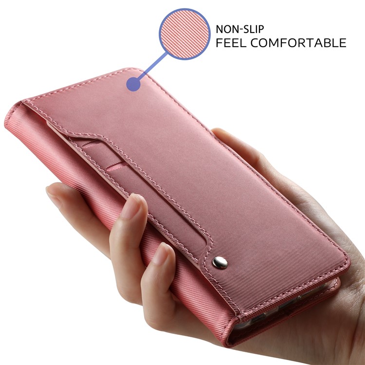 For Huawei P20 Lite/Nova 3e Leather Wallet Stand Mobile Cover with Card Holder and Makeup Mirror - Rose Gold-6