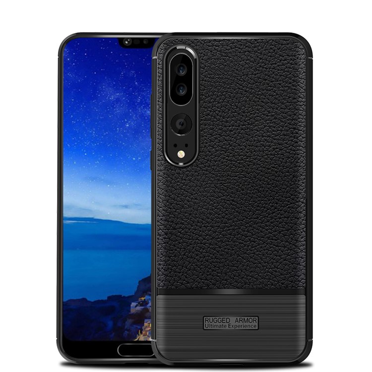 

Litchi Texture and Brush TPU Case for Huawei P20 Pro - Black, P20 Pro
