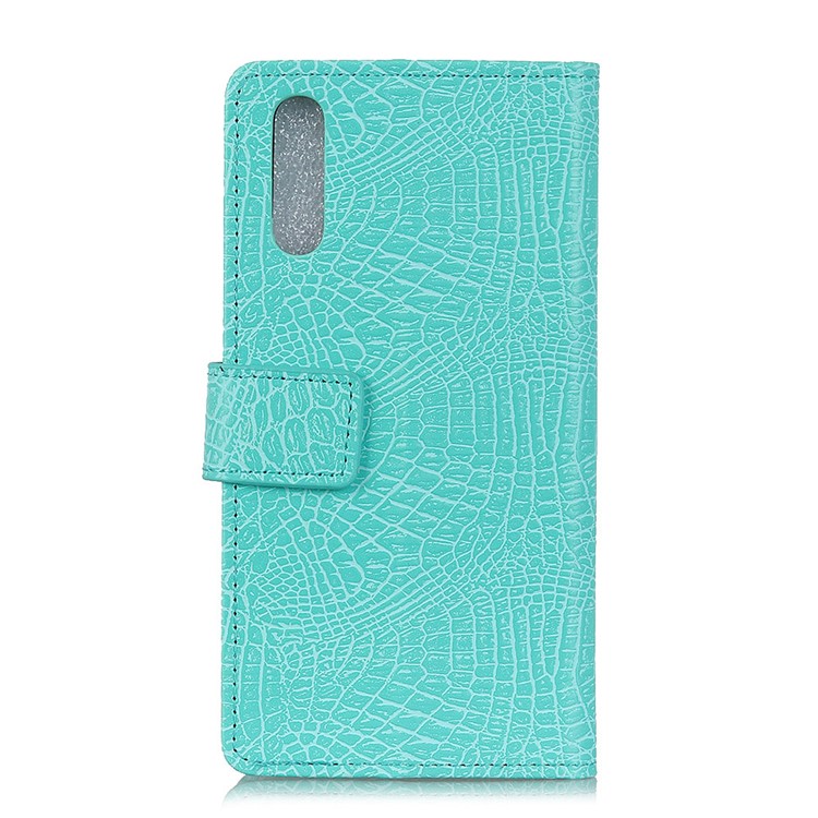 Crocodile Texture PU Leather Wallet Stand Shell for Huawei P20 - Cyan-4