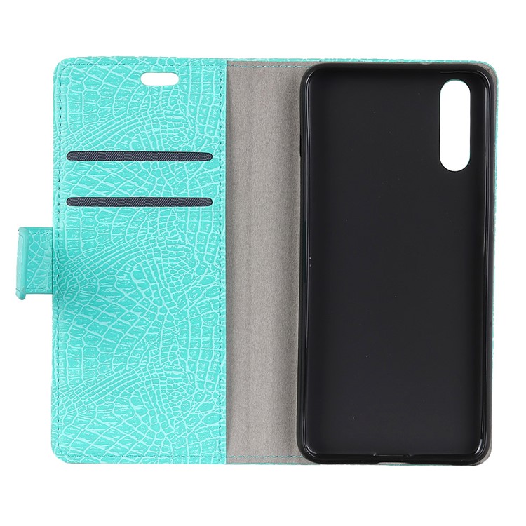 Crocodile Texture PU Leather Wallet Stand Shell for Huawei P20 - Cyan-5