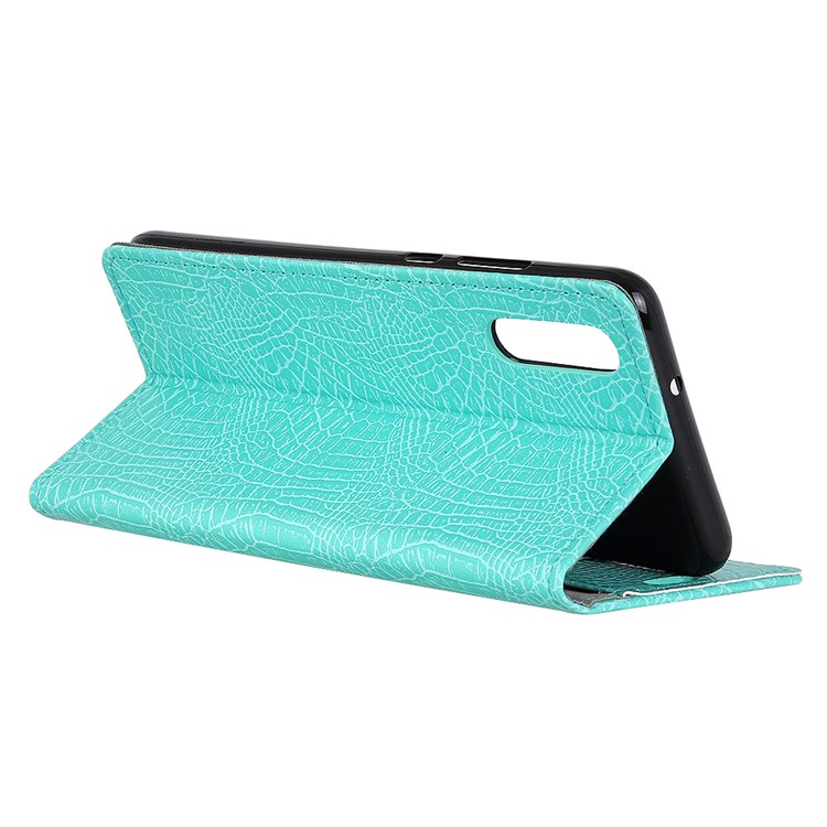Crocodile Texture PU Leather Wallet Stand Shell for Huawei P20 - Cyan-6