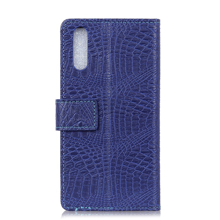 Crocodile Texture PU Leather Wallet Stand Casing for Huawei P20 - Blue-4