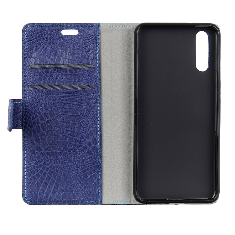 Crocodile Texture PU Leather Wallet Stand Casing for Huawei P20 - Blue-5