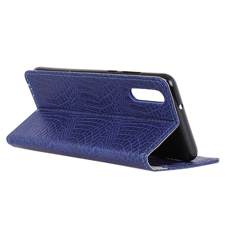 Crocodile Texture PU Leather Wallet Stand Casing for Huawei P20 - Blue-6