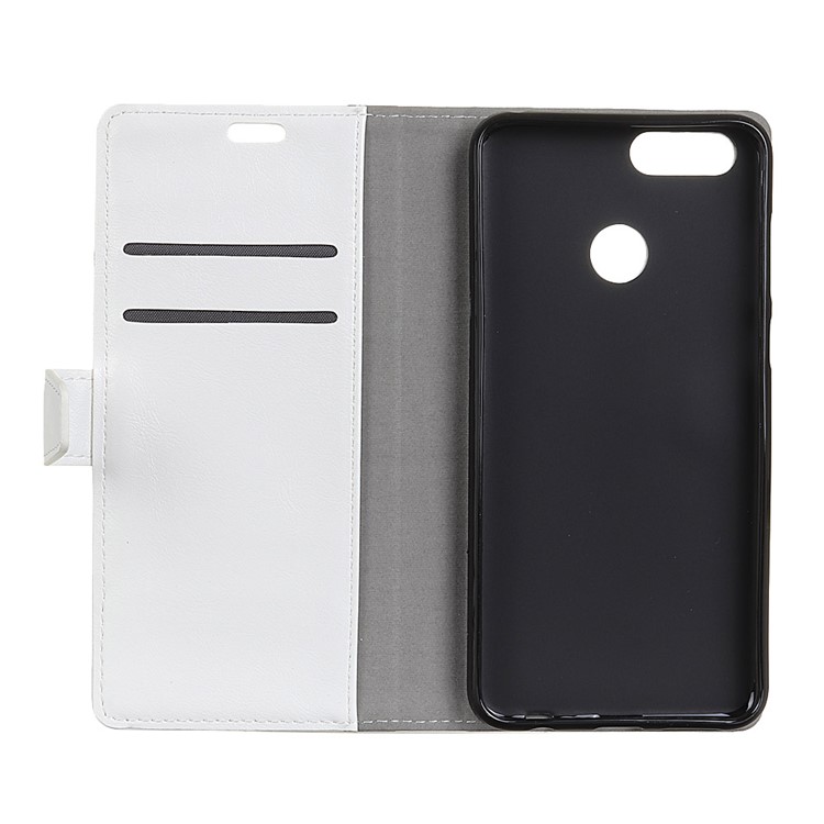 Crazy Horse Folio Flip PU Leather Flip Stand Cell Phone Cover for Huawei Y7 Prime (2018) / Honor 7C / Enjoy 8 - White-4
