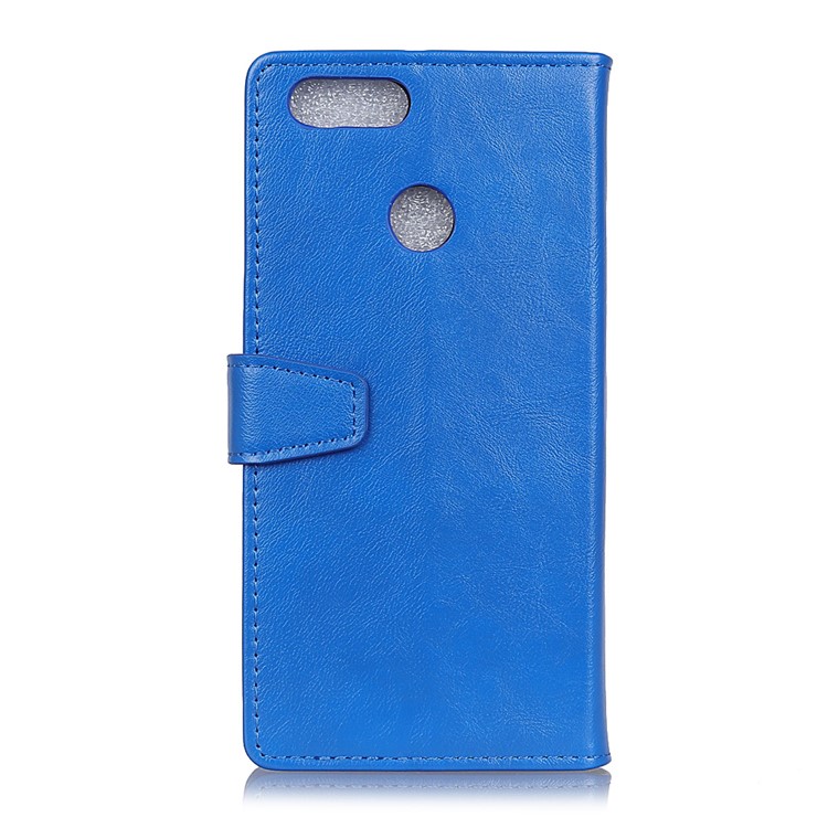 Crazy Horse PU Leather Protection Phone Case Accessory with Stand for Huawei Y7 Prime (2018) / Honor 7C / Enjoy 8 - Blue-3