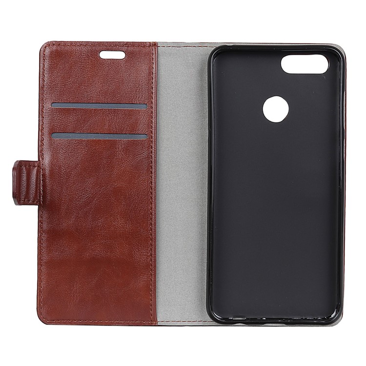 Crazy Horse Wallet Stand Leather Mobile Casing for Huawei Y7 Prime (2018) / Honor 7C / Enjoy 8 - Brown-3