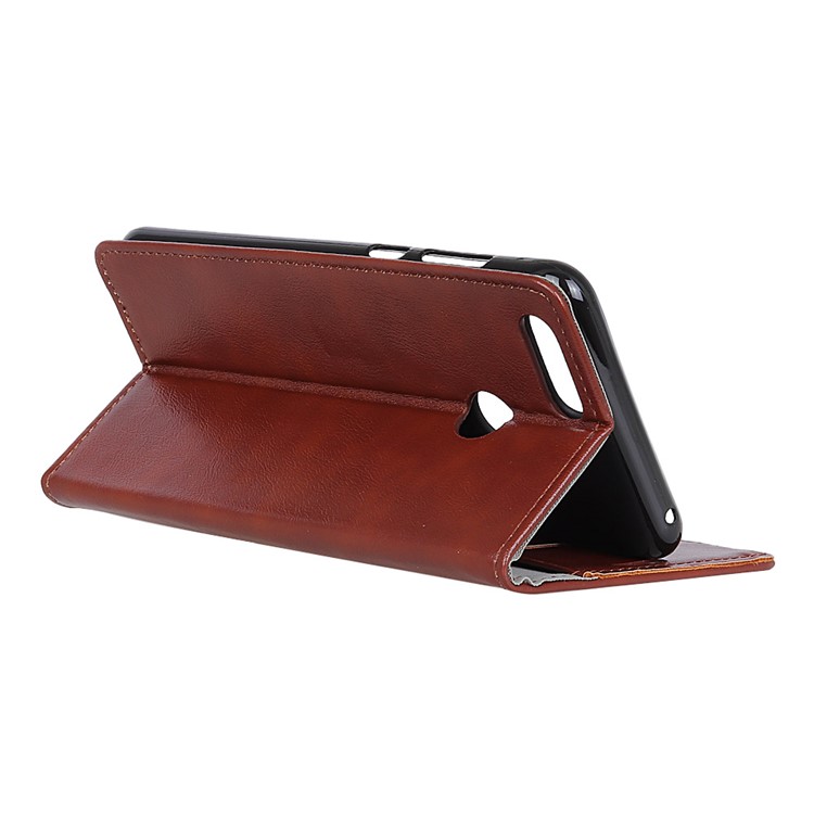 Crazy Horse Wallet Stand Leather Mobile Casing for Huawei Y7 Prime (2018) / Honor 7C / Enjoy 8 - Brown-4