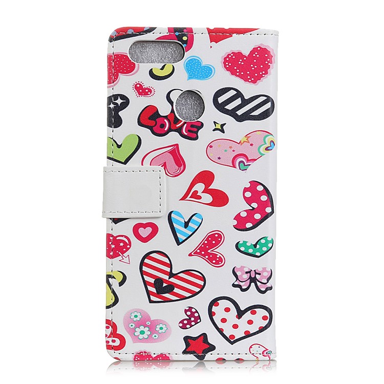 For Huawei Y7 Prime (2018) / Honor 7C / Enjoy 8 Pattern Printing Stand Leather Magnetic Wallet Mobile Phone Cover Shell - Hearts and Polka Dots-2