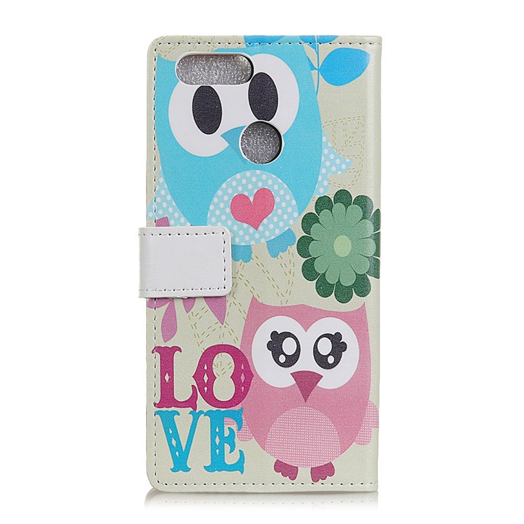 Pattern Printing Leather Stand Wallet Cover for Huawei Y7 Prime (2018) / Honor 7C / Enjoy 8 - Owl Lovers-2
