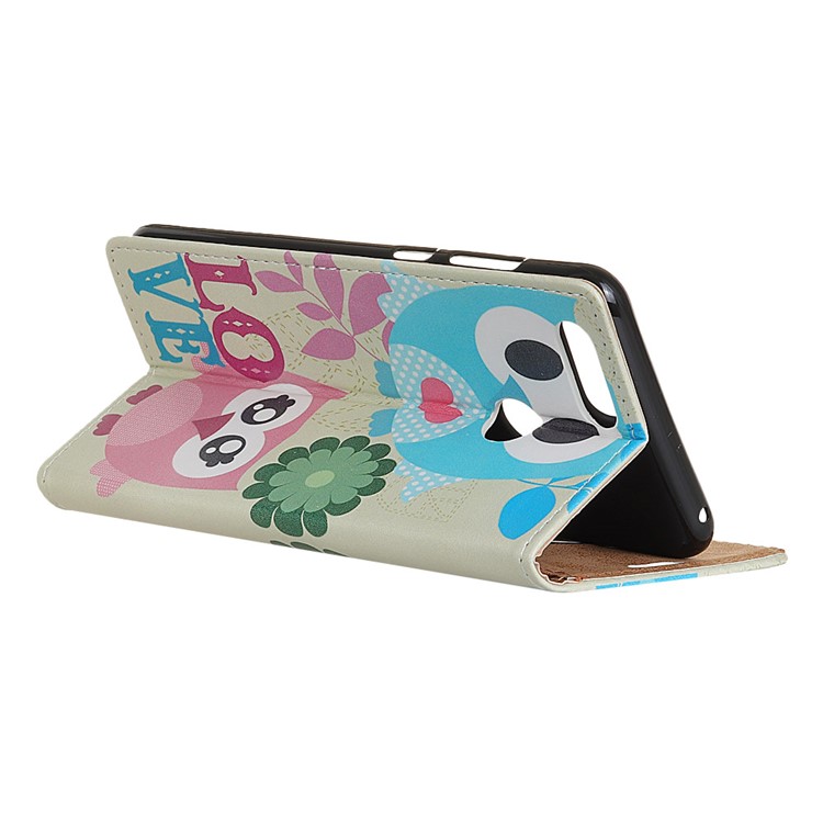 Pattern Printing Leather Stand Wallet Cover for Huawei Y7 Prime (2018) / Honor 7C / Enjoy 8 - Owl Lovers-3