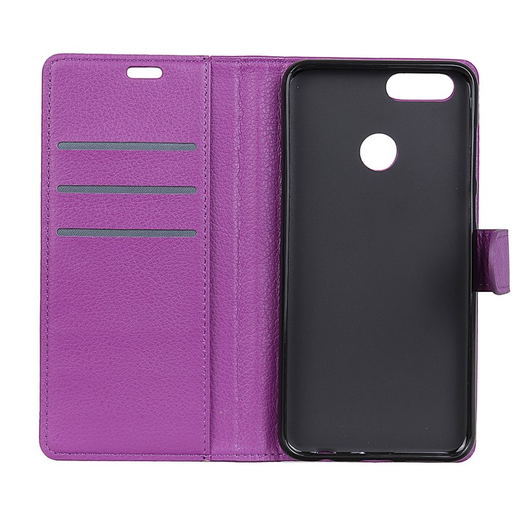 Litchi Skin PU Leather Wallet Stand Mobile Cover for Huawei Y7 Prime (2018) / Honor 7C / Enjoy 8 - Purple-5