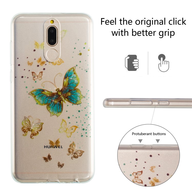 Glitter Powder IMD TPU Case for Huawei Mate 10 Lite / nova 2i / Maimang 6 / Honor 9i (India) - Pretty Butterflies-2