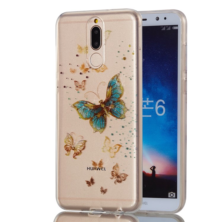 Glitter Powder IMD TPU Case for Huawei Mate 10 Lite / nova 2i / Maimang 6 / Honor 9i (India) - Pretty Butterflies-6