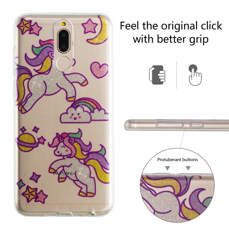Glitter Powder IMD TPU Phone Case for Huawei Mate 10 Lite / nova 2i / Maimang 6 / Honor 9i (India) - Adorable Unicorns-2
