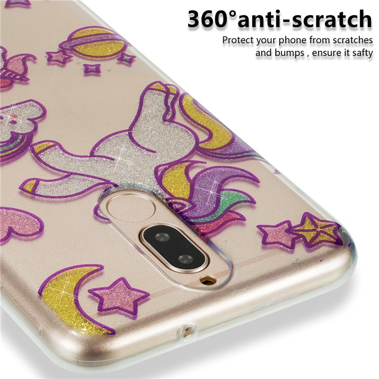 Glitter Powder IMD TPU Phone Case for Huawei Mate 10 Lite / nova 2i / Maimang 6 / Honor 9i (India) - Adorable Unicorns-3