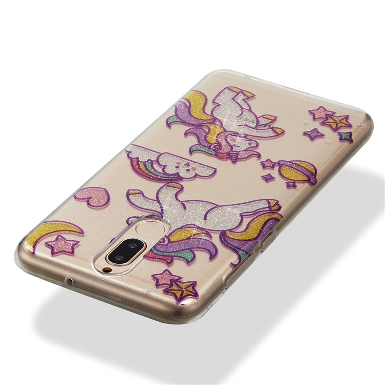 Glitter Powder IMD TPU Phone Case for Huawei Mate 10 Lite / nova 2i / Maimang 6 / Honor 9i (India) - Adorable Unicorns-4