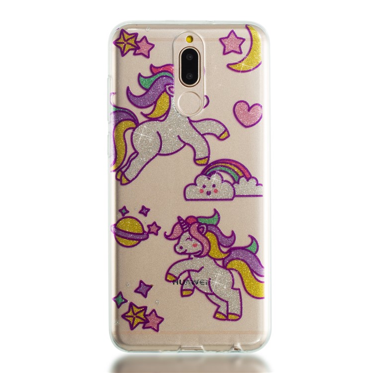 Glitter Powder IMD TPU Phone Case for Huawei Mate 10 Lite / nova 2i / Maimang 6 / Honor 9i (India) - Adorable Unicorns-5