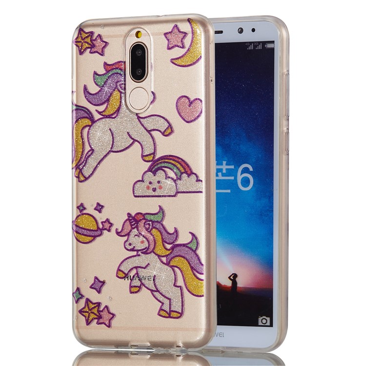 Glitter Powder IMD TPU Phone Case for Huawei Mate 10 Lite / nova 2i / Maimang 6 / Honor 9i (India) - Adorable Unicorns-6