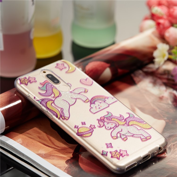 Glitter Powder IMD TPU Phone Case for Huawei Mate 10 Lite / nova 2i / Maimang 6 / Honor 9i (India) - Adorable Unicorns-7
