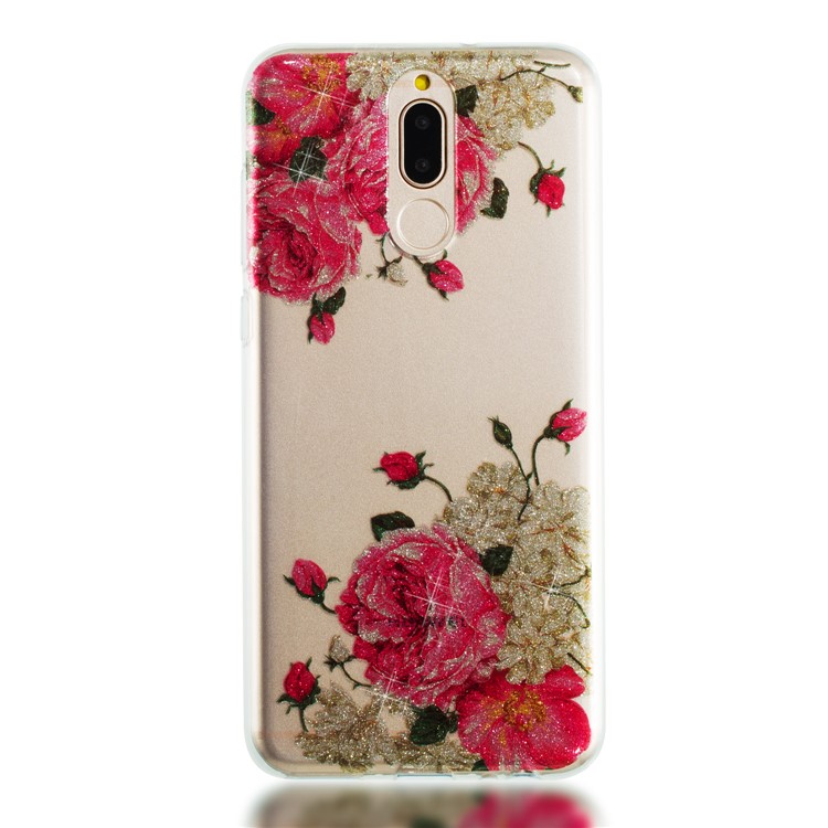 Glitter Powder IMD TPU Mobile Case for Huawei Mate 10 Lite / nova 2i / Maimang 6 / Honor 9i (India) - Blooming Flowers-5
