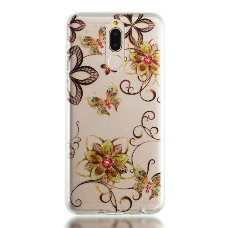 Glitter Powder IMD TPU Mobile Cover for Huawei Mate 10 Lite / nova 2i / Maimang 6 / Honor 9i (India) - Flowers and Butterflies-5