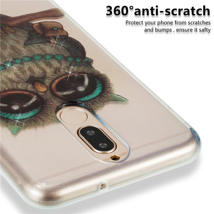 Glitter Powder IMD TPU Mobile Shell for Huawei Mate 10 Lite / nova 2i / Maimang 6 / Honor 9i (India) - Owl Pattern-3