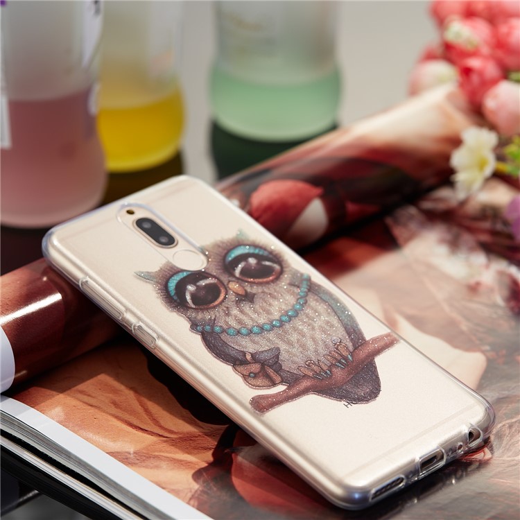 Glitter Powder IMD TPU Mobile Shell for Huawei Mate 10 Lite / nova 2i / Maimang 6 / Honor 9i (India) - Owl Pattern-7