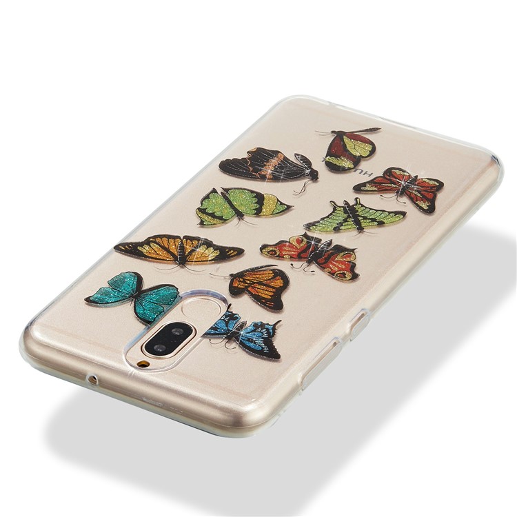 Glitter Powder IMD TPU Mobile Phone Casing for Huawei Mate 10 Lite / nova 2i / Maimang 6 / Honor 9i (India) - Multi-butterflies-4